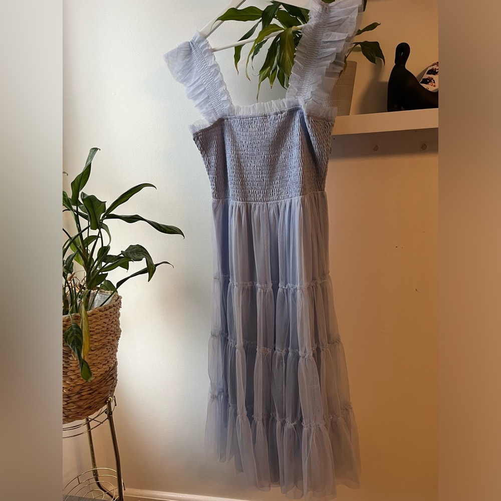 Baltic born light blue ruffle sleeved dress